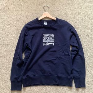 Uniqlo Keith haring blue crewneck sweatshirt